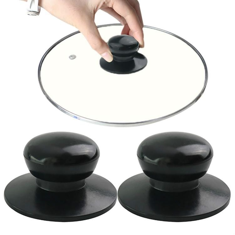 2 PCS Universal Pot Lid Handle Cap Hat Stainless Steel Fitting (Black)