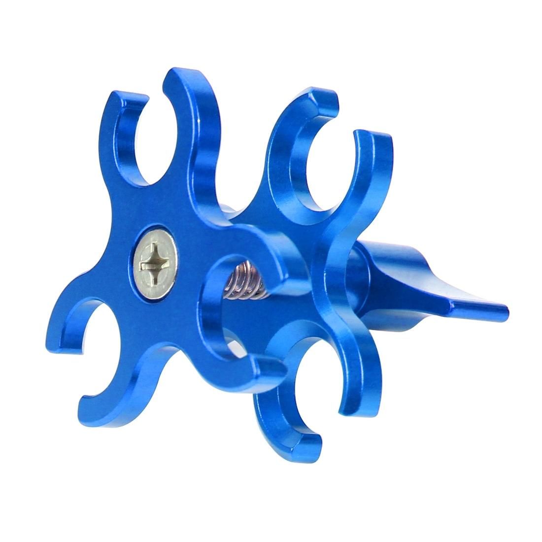 PULUZ Triple Ball Clamp Open Hole Diving Camera Bracket CNC Aluminum Spring Flashlight Clamp for Diving Underwater Photography System (Blue)