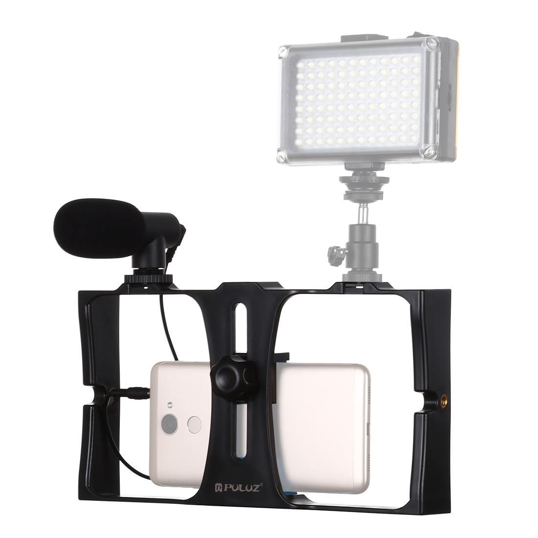 PULUZ 2 in 1 Live Broadcast Smartphone Video Rig + Microphone Kits for iPhone, Galaxy, Huawei, Xiaomi, HTC, LG, Google, and Other Smartphones (Red)