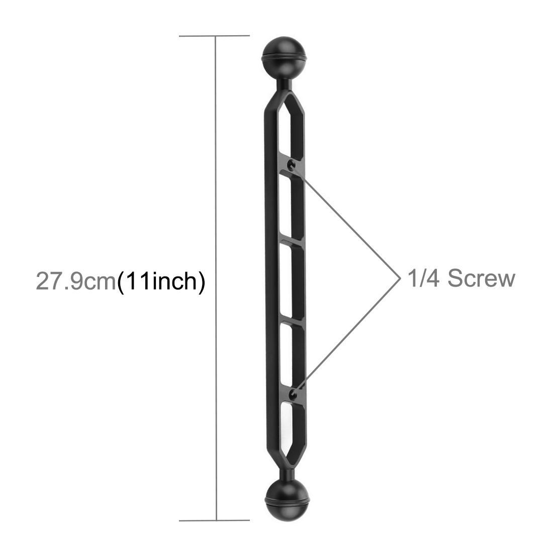 PULUZ 11.0 inch 27.9cm Aluminum Alloy Dual Balls Arm for Underwater Torch / Video Light (Red)
