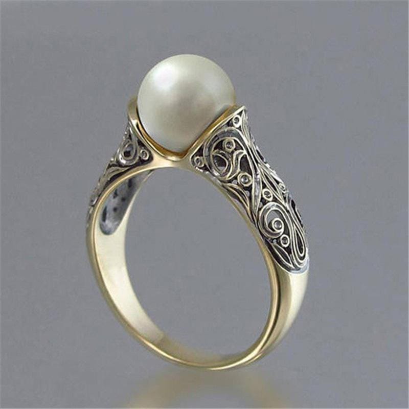 Women Retro Style Inlaid Delicate Synthetic Pearl Ring Jewelry (5)