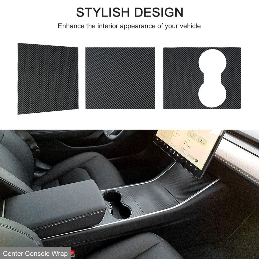 Center Console Wrap Kit Carbon Fiber Sticker Fit for Tesla - 3D