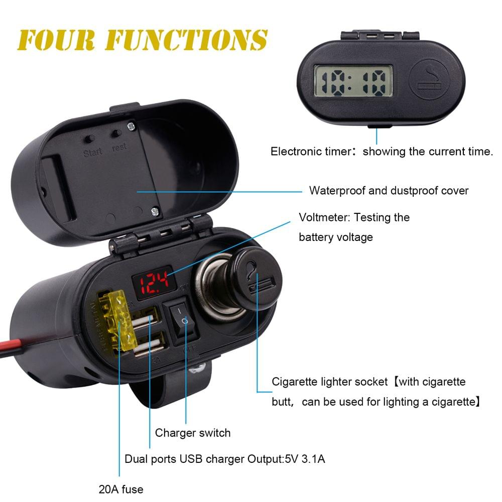 Digital LED Display Multifunction Motorcycle Waterproof