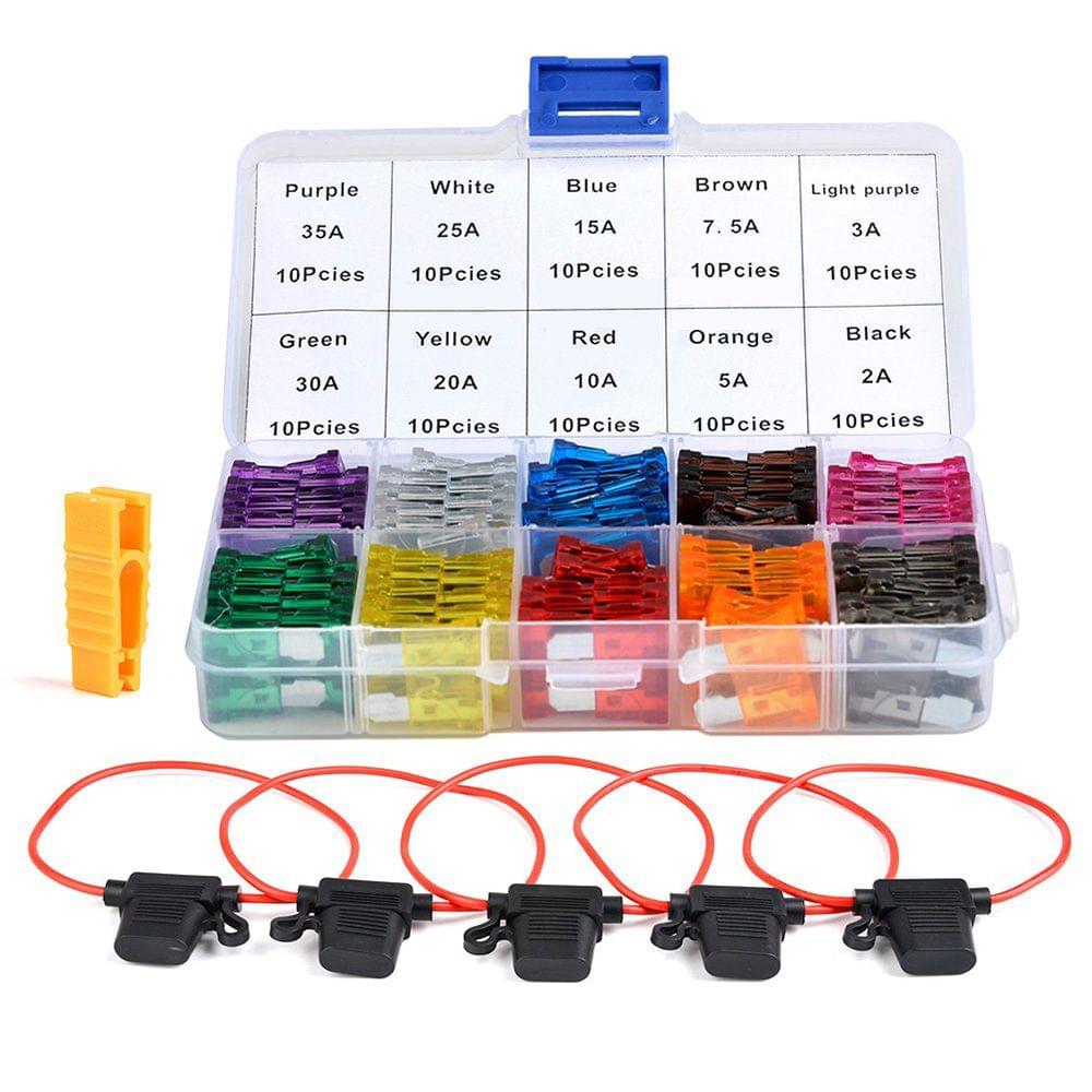 105Pcs Blade Car Fuses Assortment Kit Fuse Holders