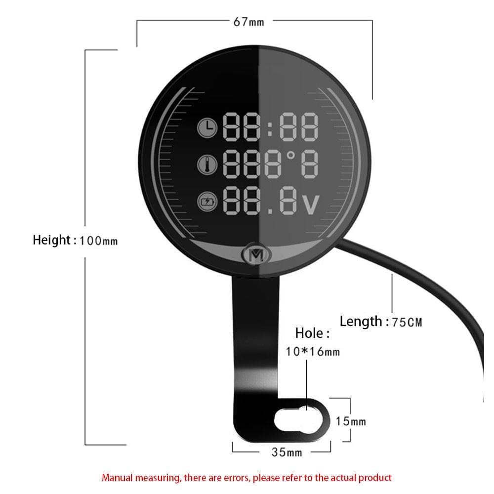 Motorcycle Voltmeter Time Temperature Display Table LED
