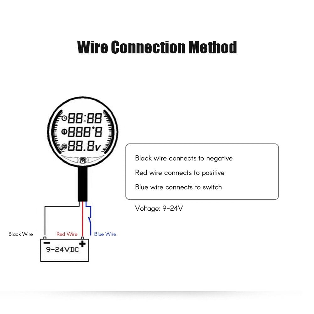 Motorcycle Voltmeter Time Temperature Display Table LED