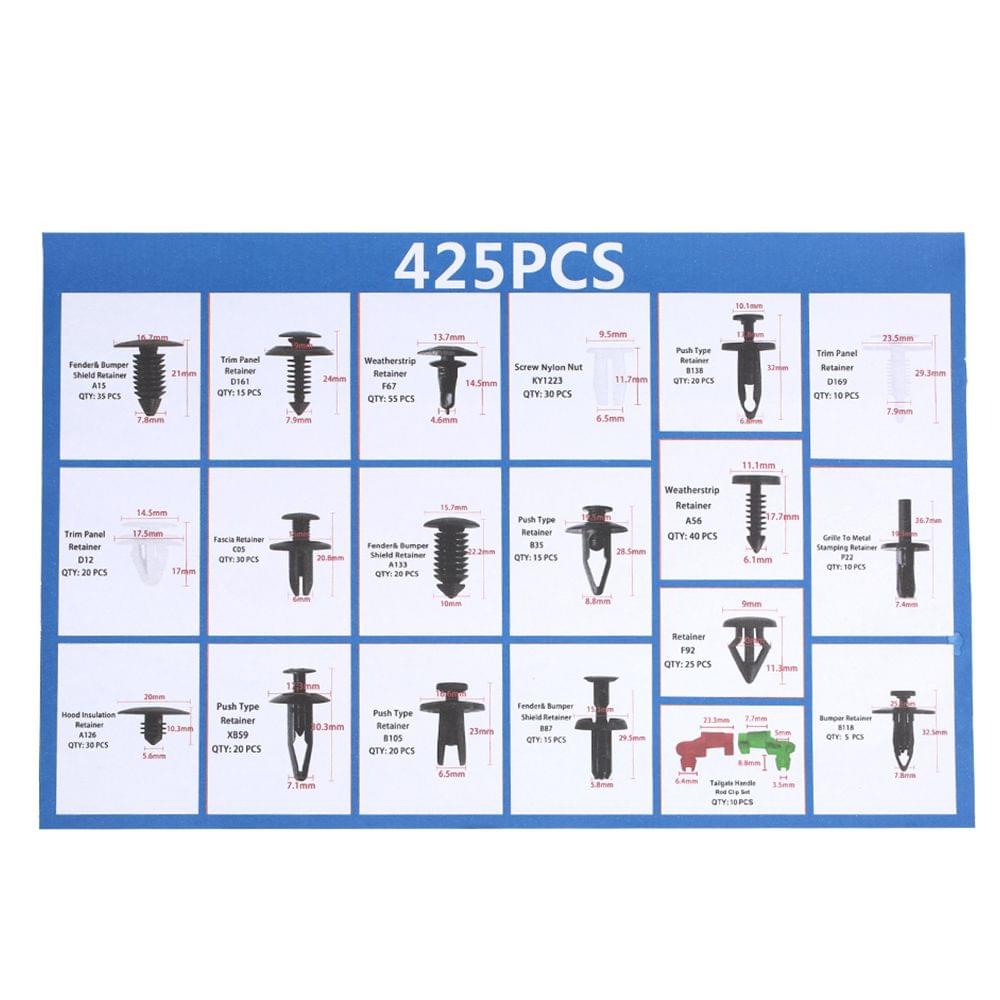 460Pcs Plastic Fasteners Kits & Trim Removal Tool Retainer