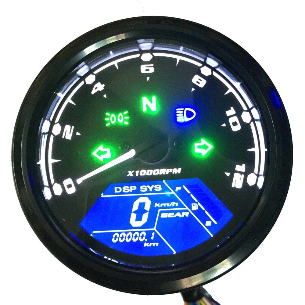 Motorcycle LCD Digital 0-12000RPM Speedometer Odometer