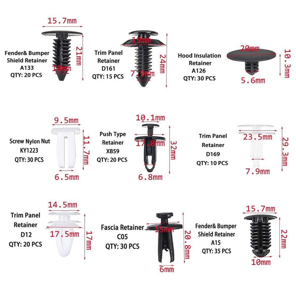 425Pcs Assorted Car Body Plastics Push Retainer Pin Rivet - 2