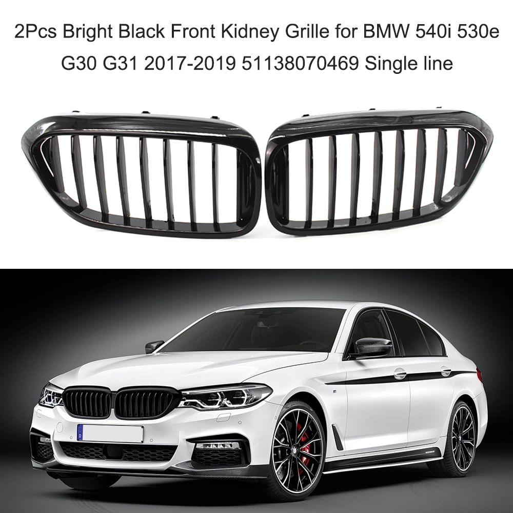 2Pcs Bright Black Front Kidney Grille for BMW 540i 530e G30