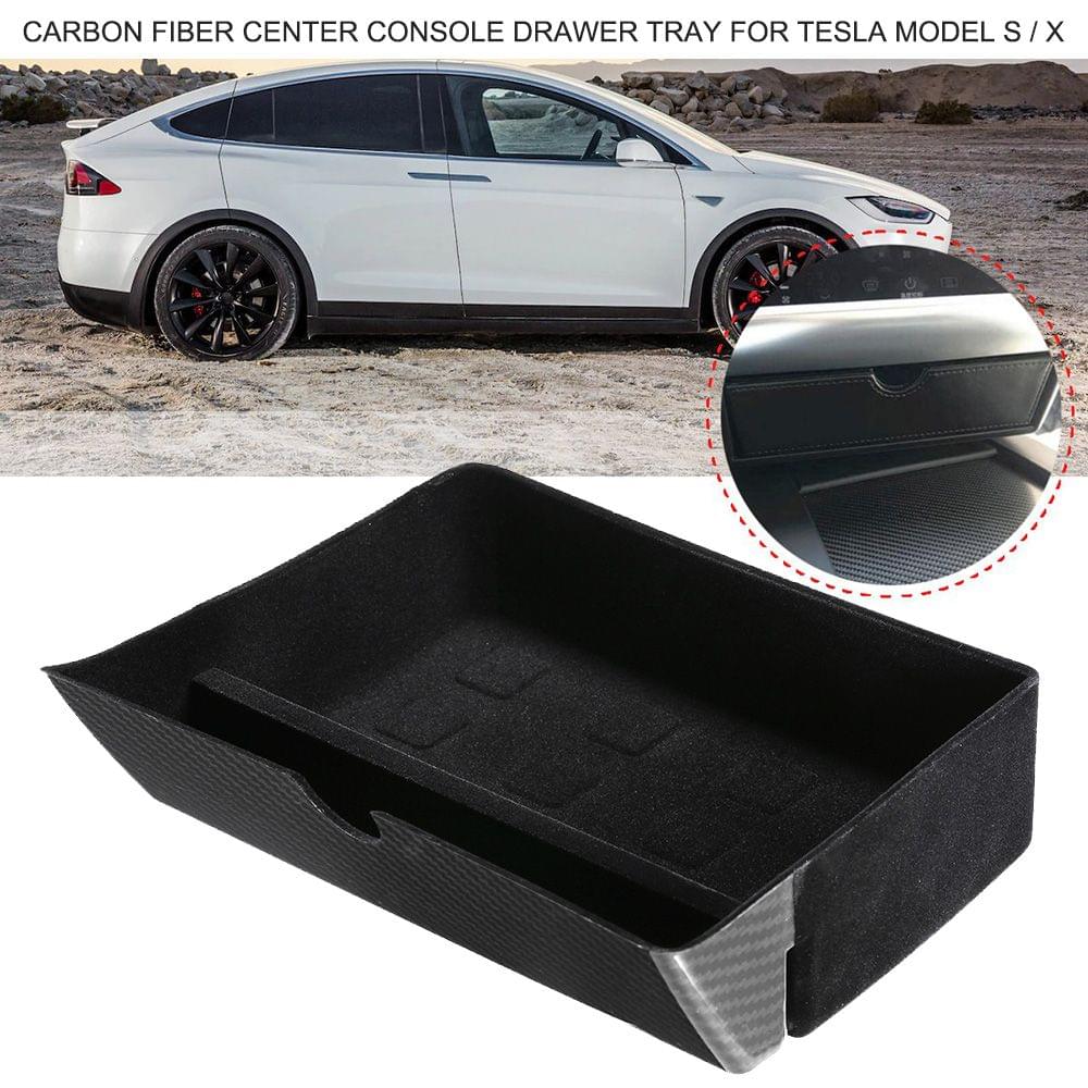 Storage Bin Carbon Fiber Center Console Drawer Tray for