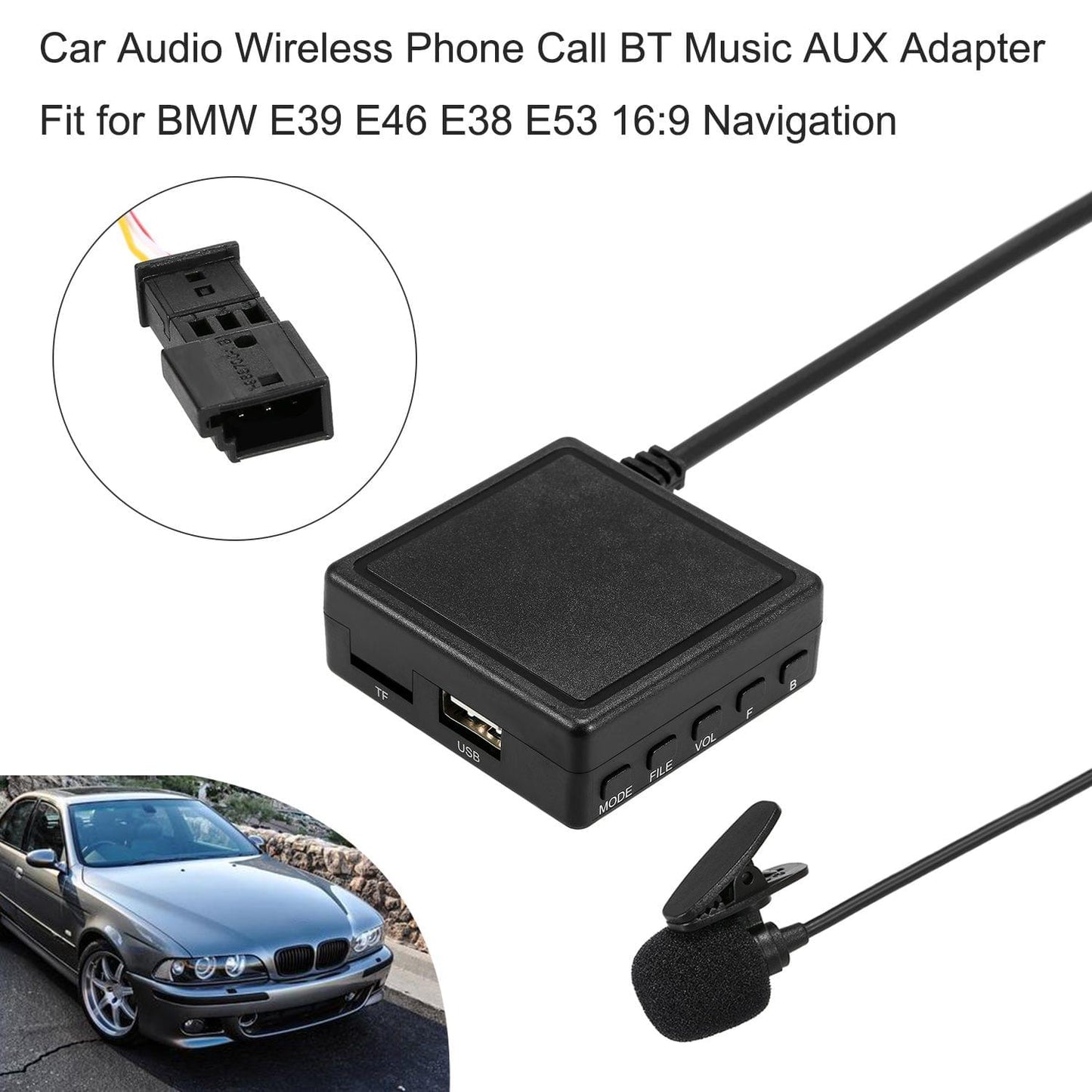 Car Audio Wireless Phone Call BT Music AUX Adapter Fit for