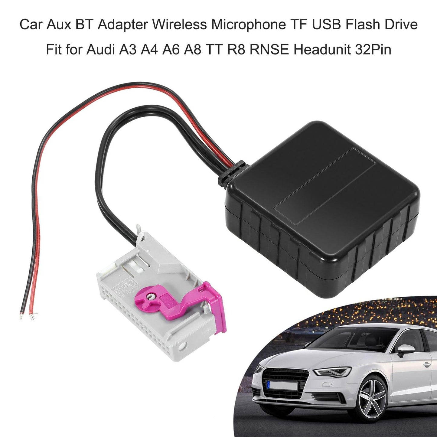 Car Aux BT Adapter Wireless Microphone TF USB Flash Drive