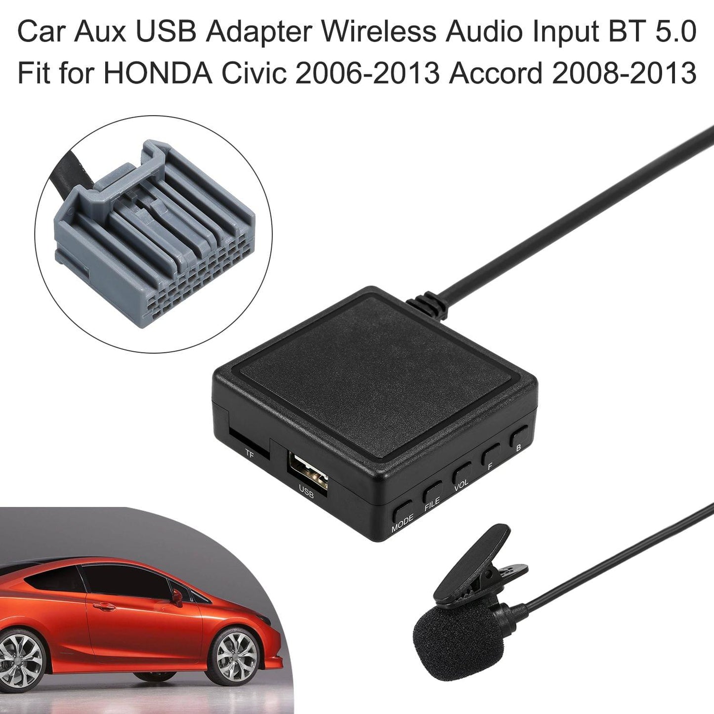 Car Aux USB Adapter Wireless Audio Input BT 5.0 Fit for