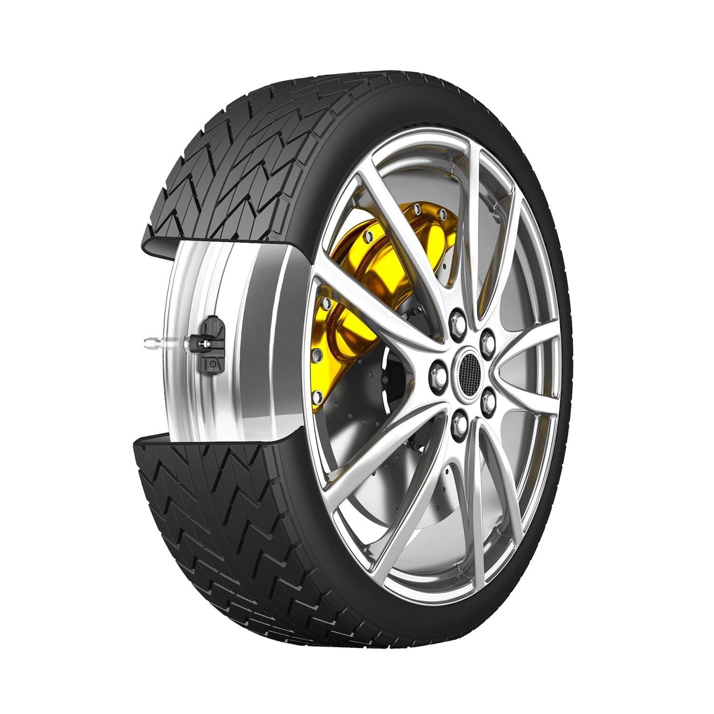 TPMS tire Pressure Monitoring System, Solar Wireless and USB - 1