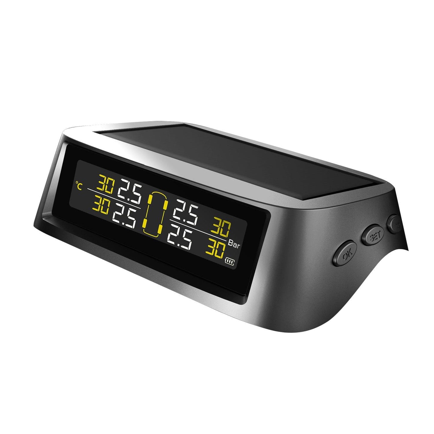 TPMS tire Pressure Monitoring System, Solar Wireless and USB - 1