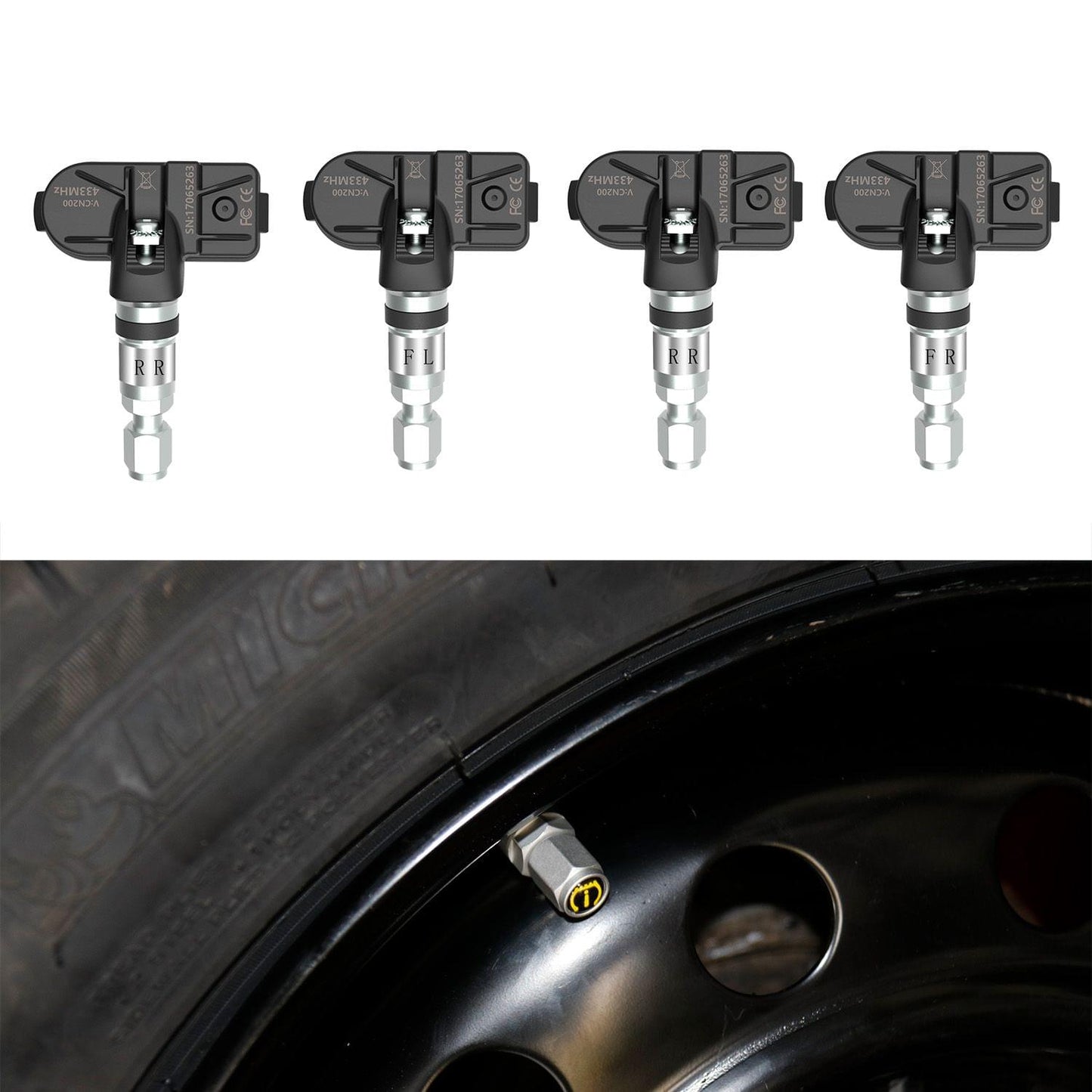 TPMS tire Pressure Monitoring System, Solar Wireless and USB - 1