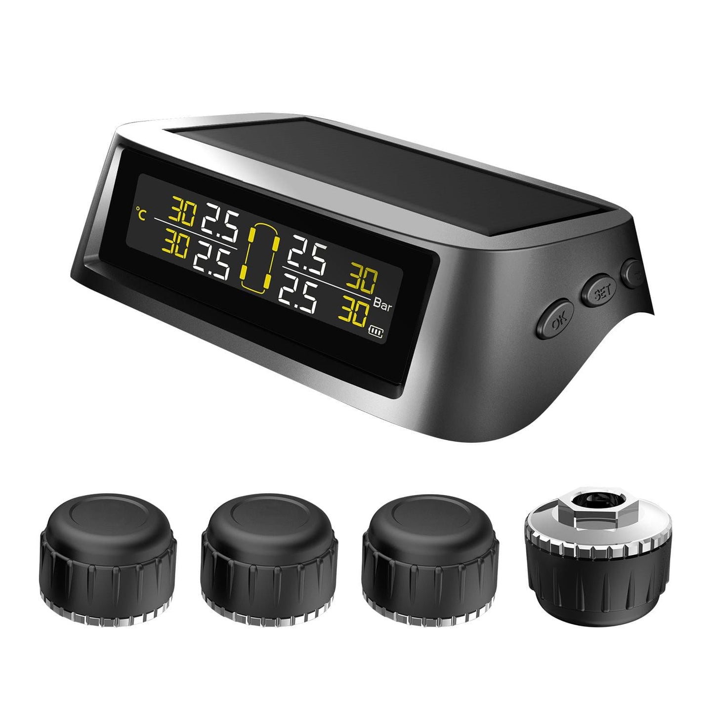 TPMS tire Pressure Monitoring System, Solar Wireless and USB - 2