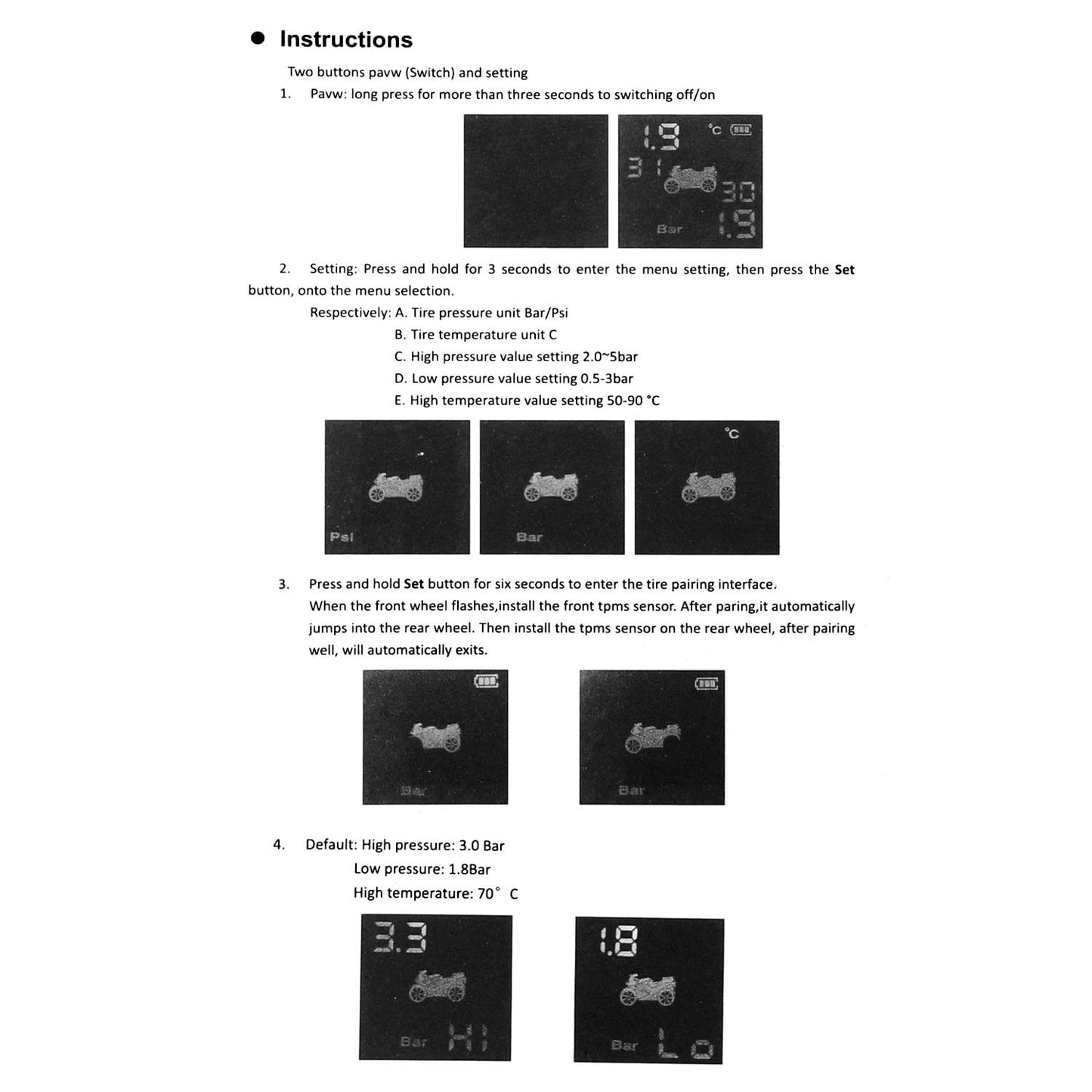 Wireless Motorcycle Tire Pressure Monitoring System TPMS