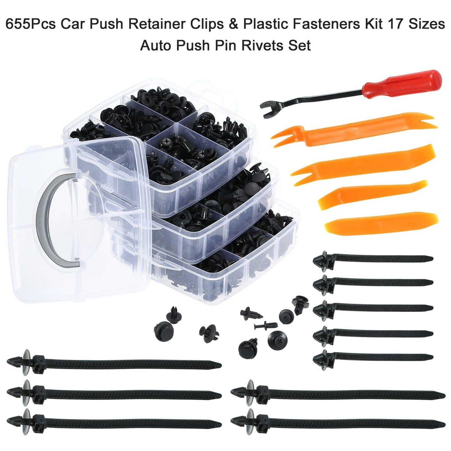 655Pcs Car Push Retainer Clips & Plastic Fasteners Kit 17