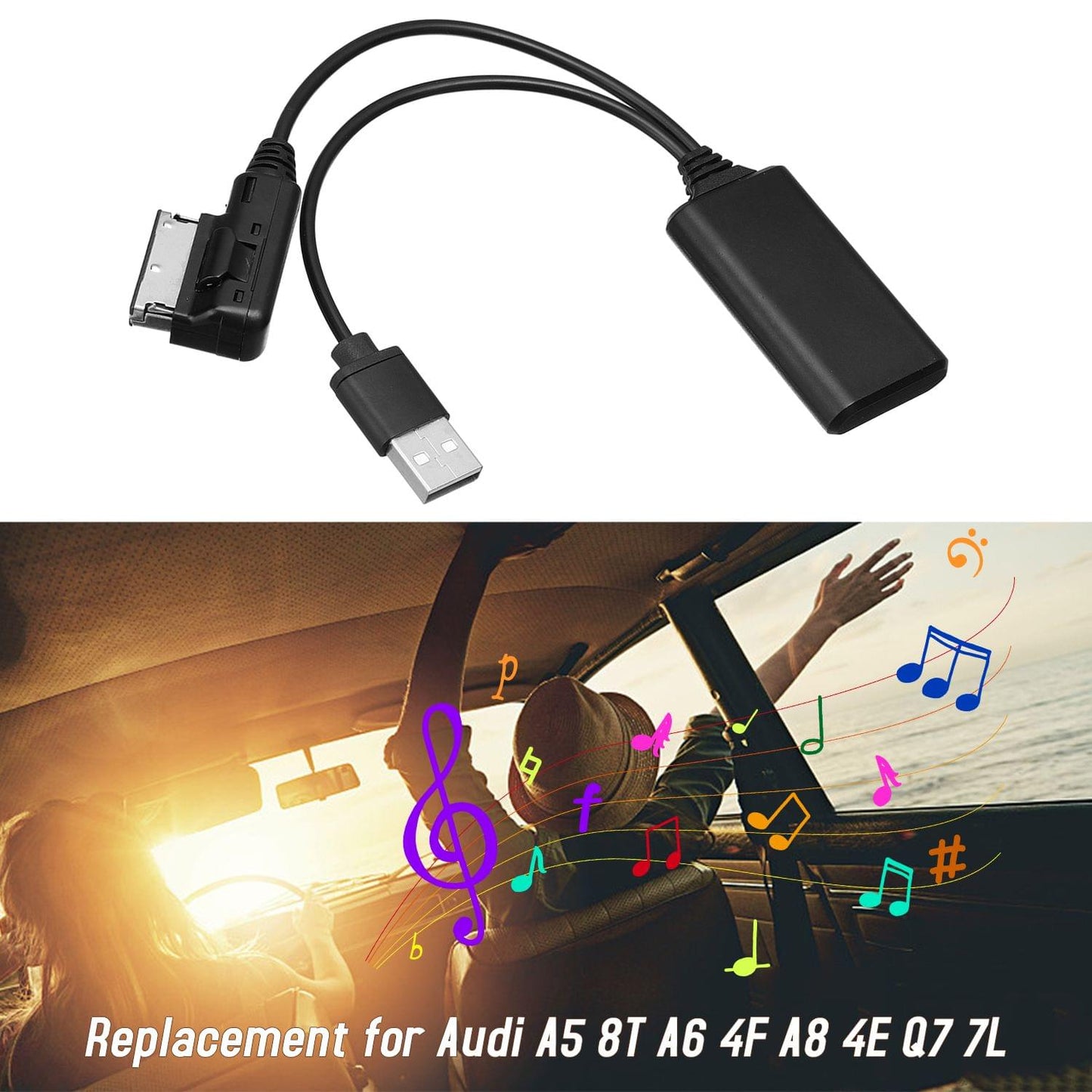 Car Aux-in Audio Adapter with USB Cable Wireless BT Module