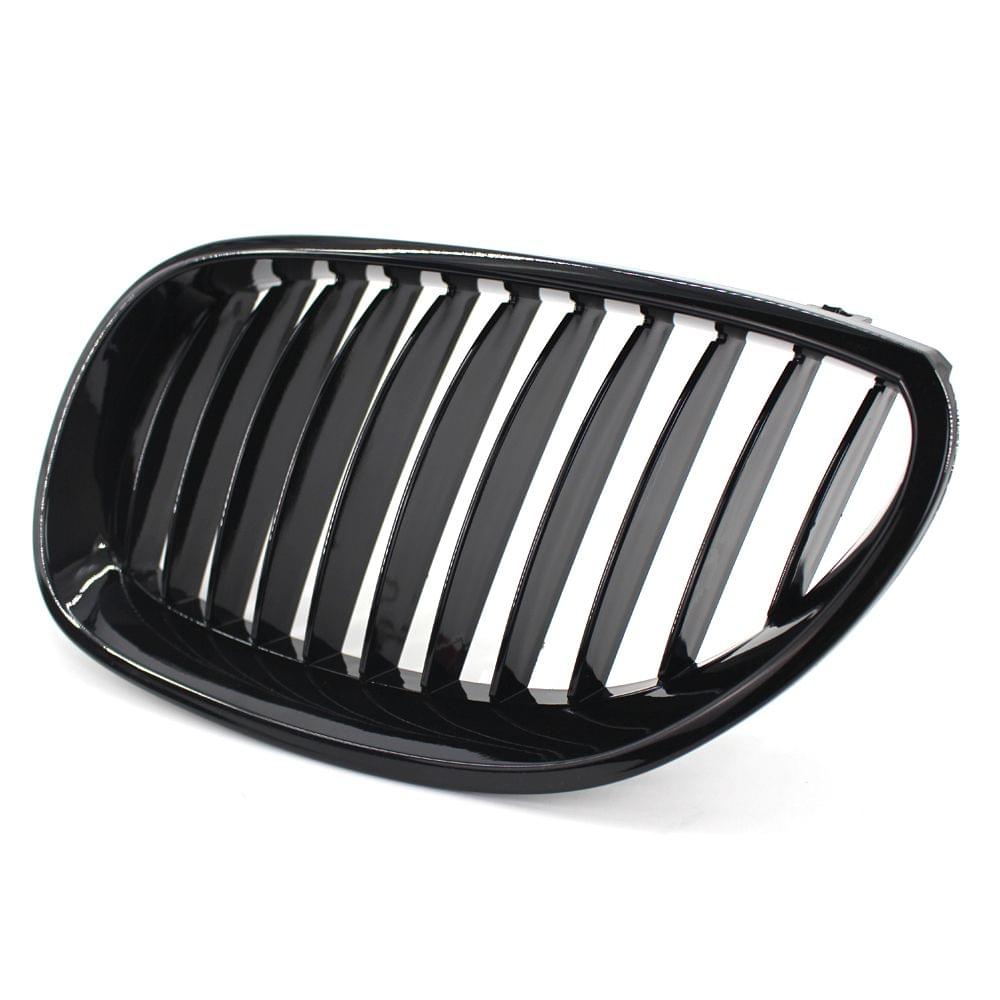 2Pcs Gloss Black Front Bumper Hood Kidney Grille Racing