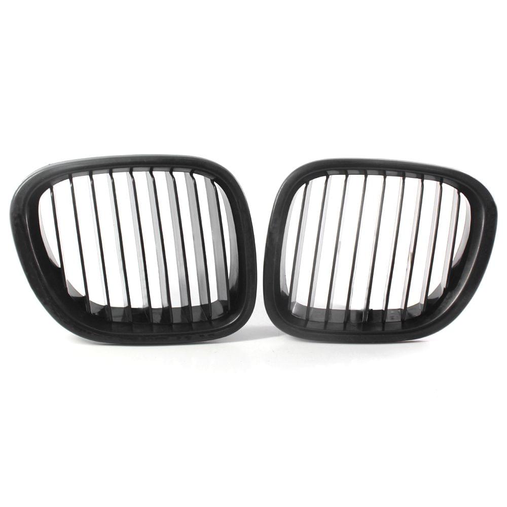 2Pcs Matte Black Front Bumper Hood Kidney Grille Racing