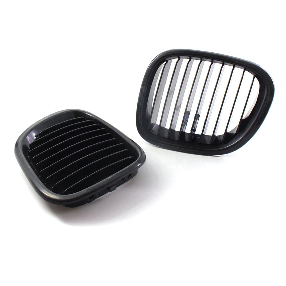 2Pcs Matte Black Front Bumper Hood Kidney Grille Racing