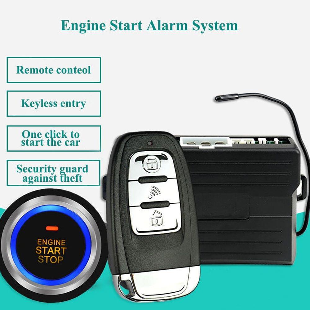 12V Car Engine Starts Alarm System with Keyless Entry Remote - 1