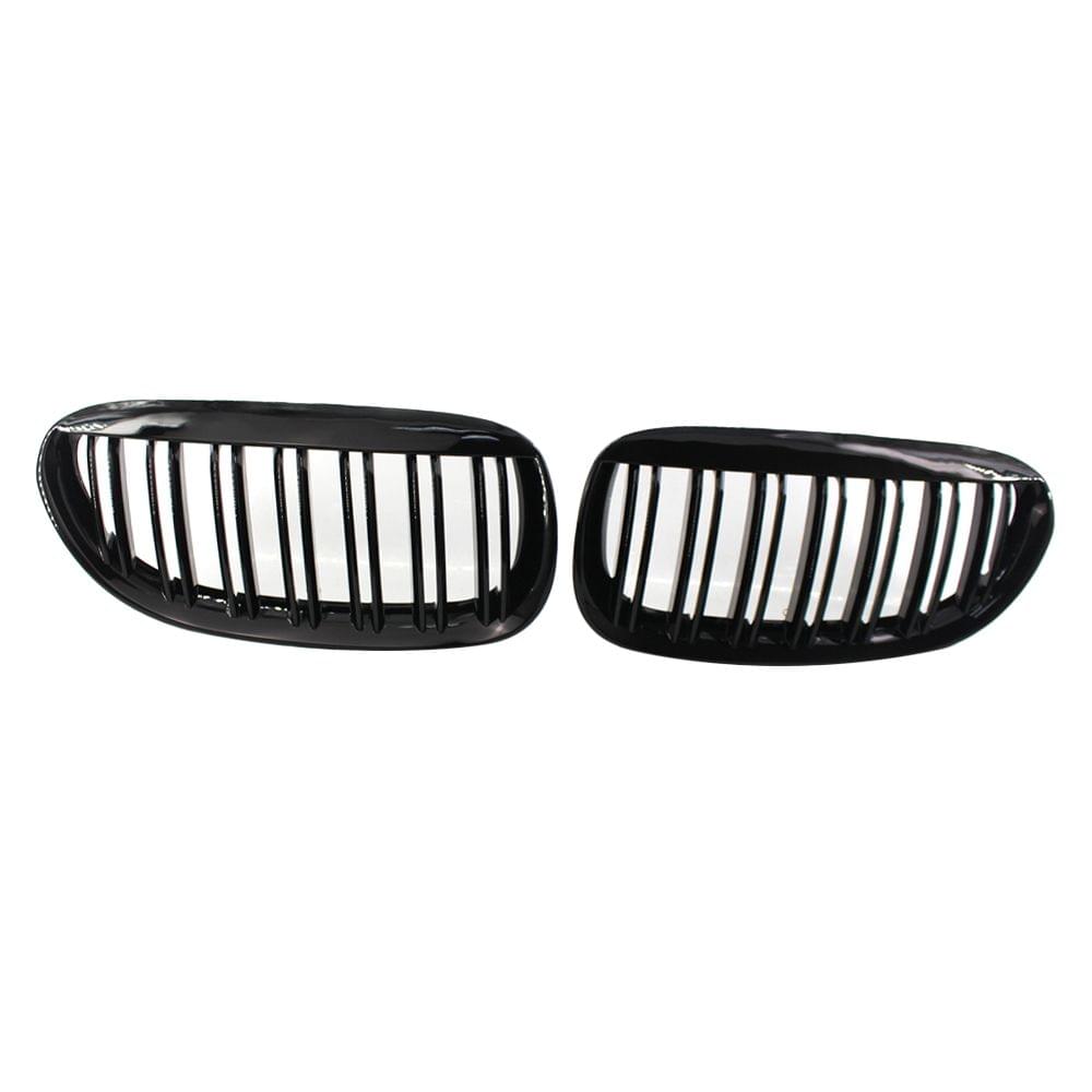 2Pcs Gloss Black Front Grille Bumper Hood Kidney Grille