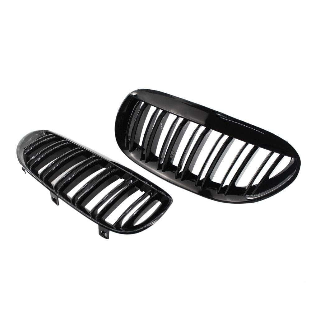 2Pcs Gloss Black Front Grille Bumper Hood Kidney Grille