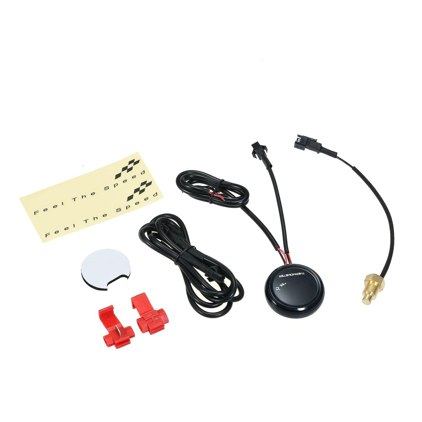12V Motorcycle Digital Thermometer Ultra-Thin Round Water
