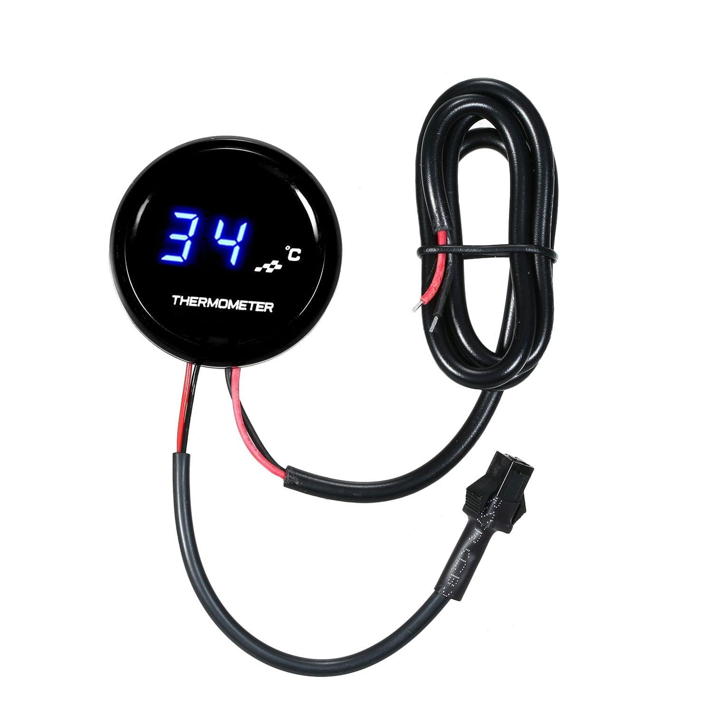 12V Motorcycle Digital Thermometer Ultra-Thin Round Water