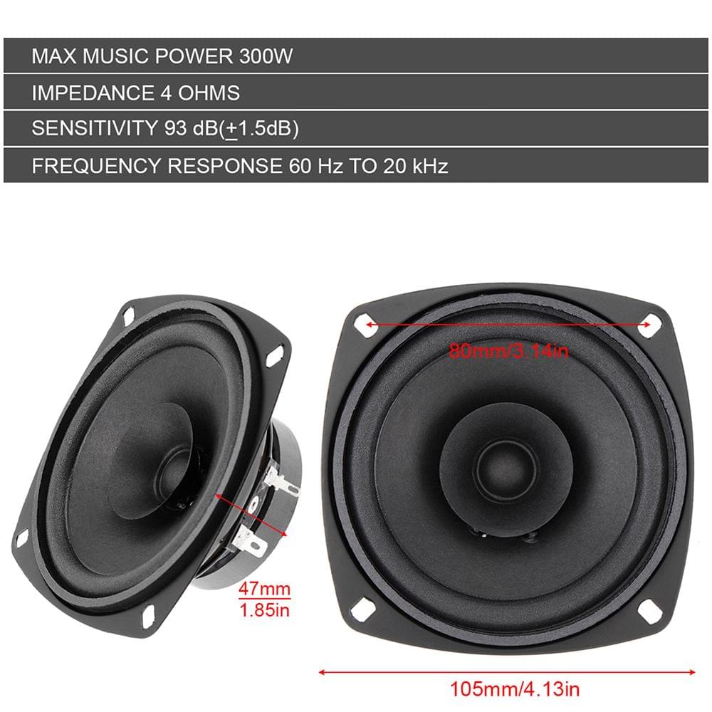 1x 4'' 4 Ohm 300W Car Coaxial Speaker Vehicle Door Auto