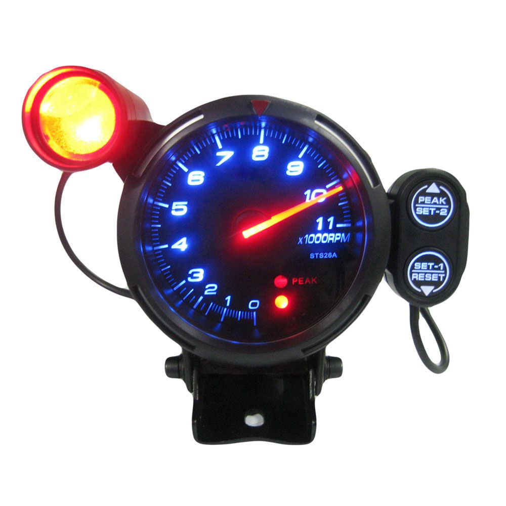 3.5" Tachometer Gauge Kit Blue LED 11000 RPM Meter with