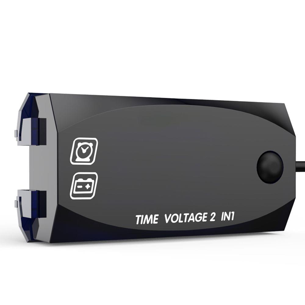 Motorycycle DC 9V-24V 2 In 1 Digital Time Clock Voltage - Red light