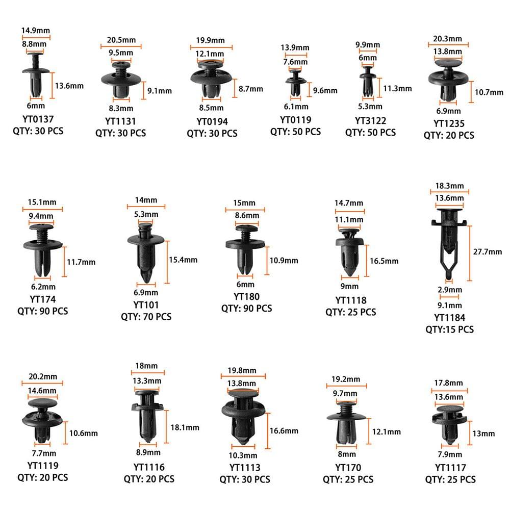 635Pcs Car Body Kit Car Retainer P-lastic Clips Fasteners 16 - 635Pcs