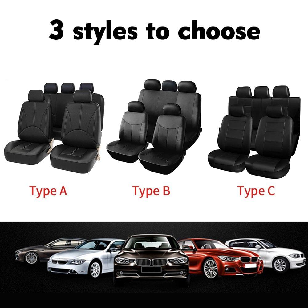 9Pcs Luxury Car Seat Covers Front +Back Seat Black Scratch - Type A