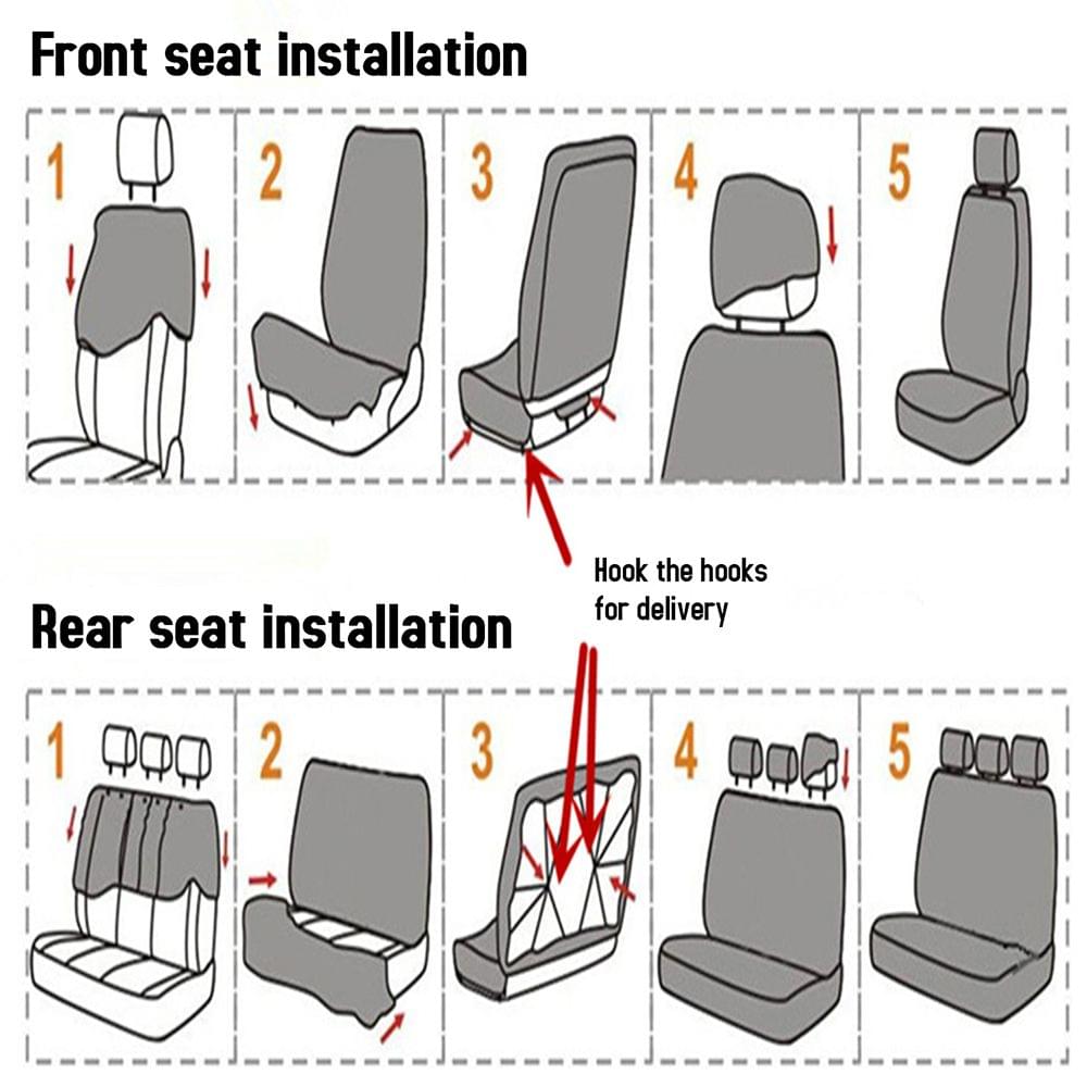 9Pcs Luxury Car Seat Covers Front +Back Seat Black Scratch - Type A