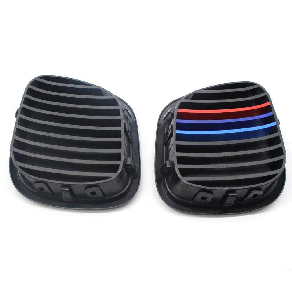 2Pcs Front Bumper Grille Gloss Black Front Kidney Grilles M