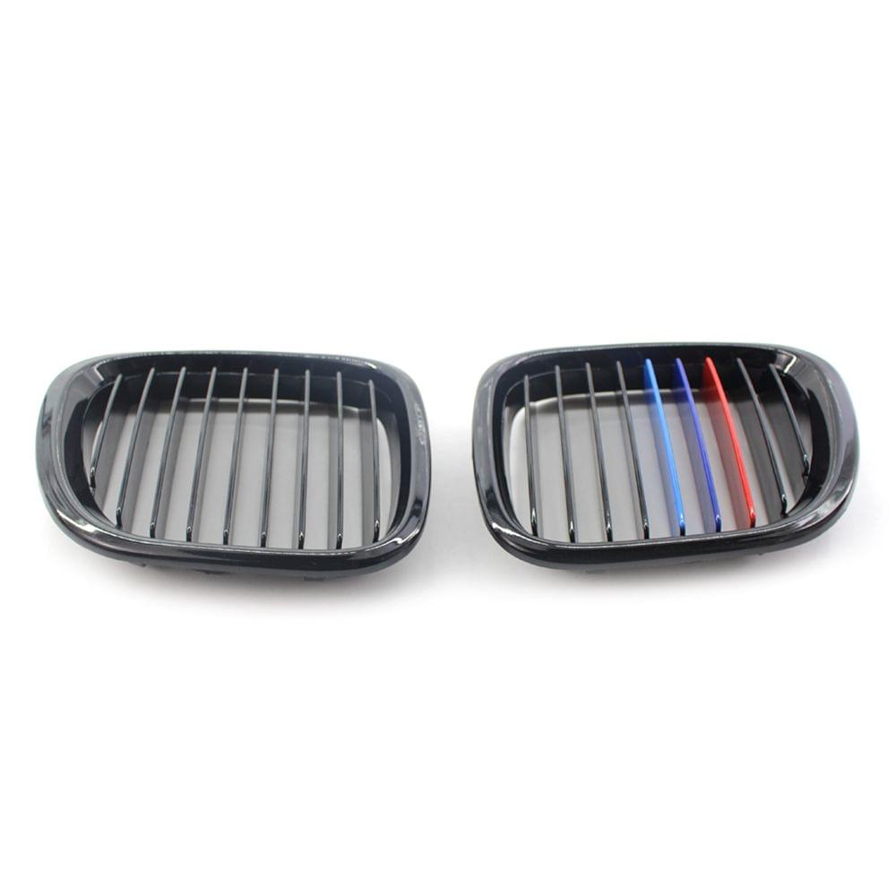 2Pcs Front Bumper Grille Gloss Black Front Kidney Grilles M