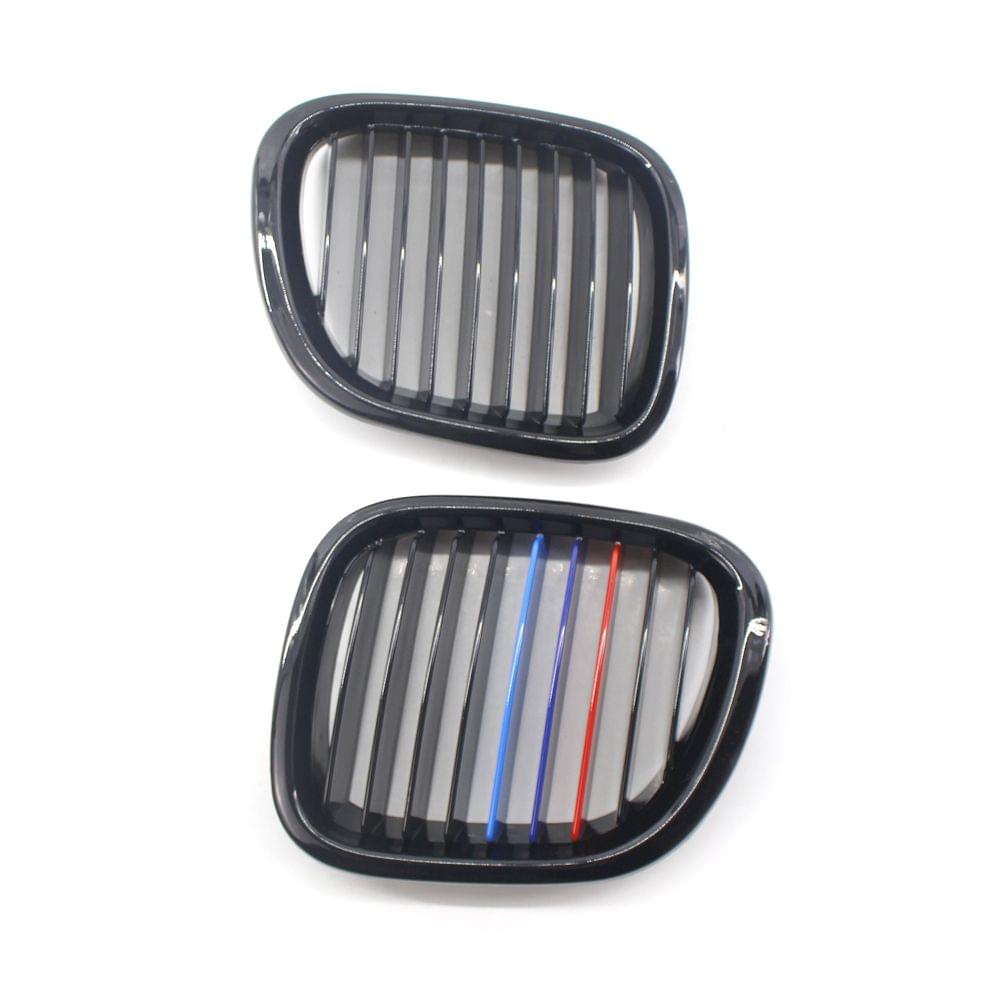 2Pcs Front Bumper Grille Gloss Black Front Kidney Grilles M