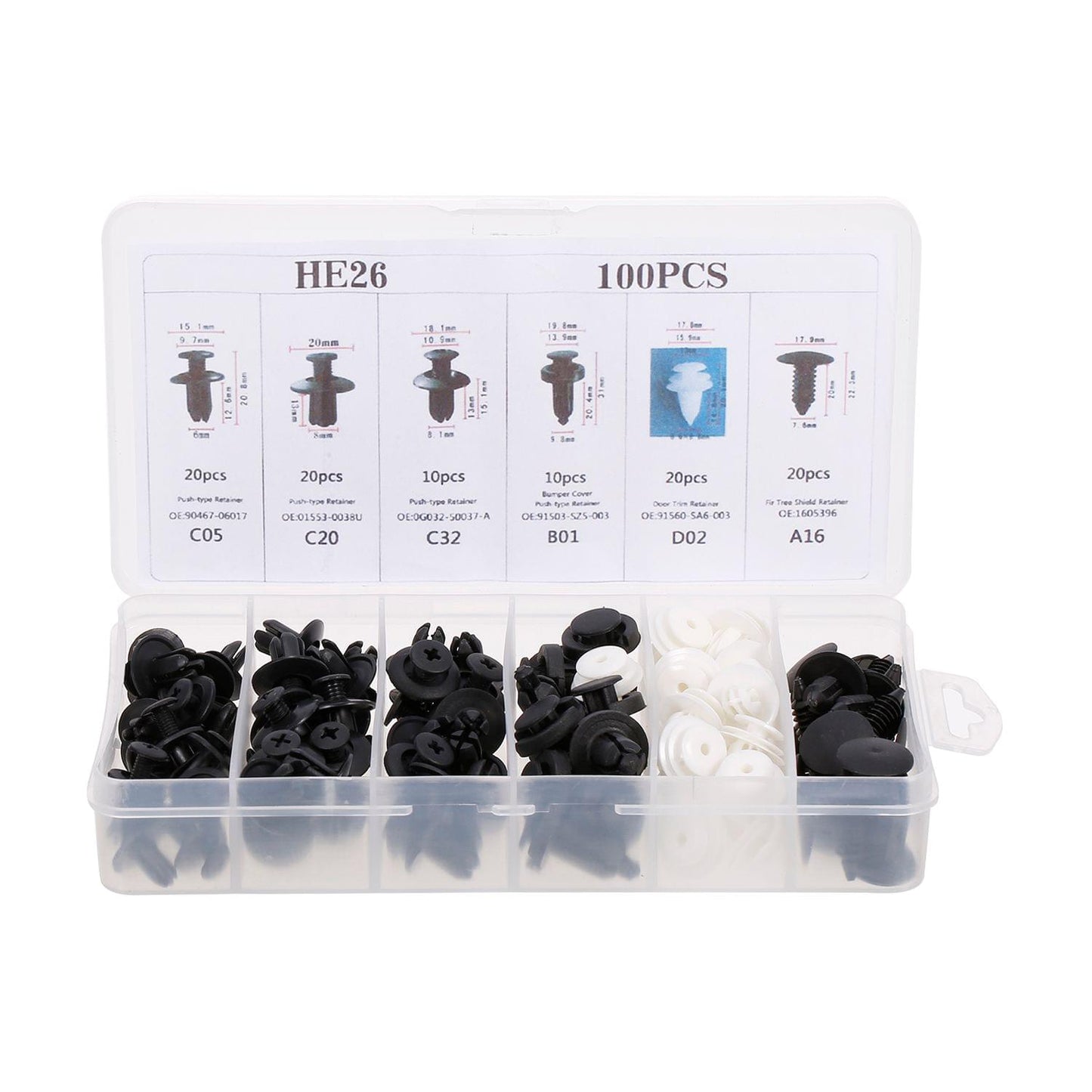 100Pcs Car Body Plastic Push Retainer Pin Rivet Fasteners