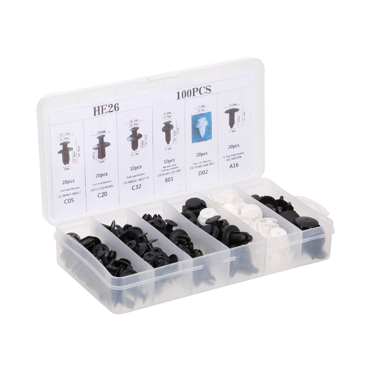 100Pcs Car Body Plastic Push Retainer Pin Rivet Fasteners