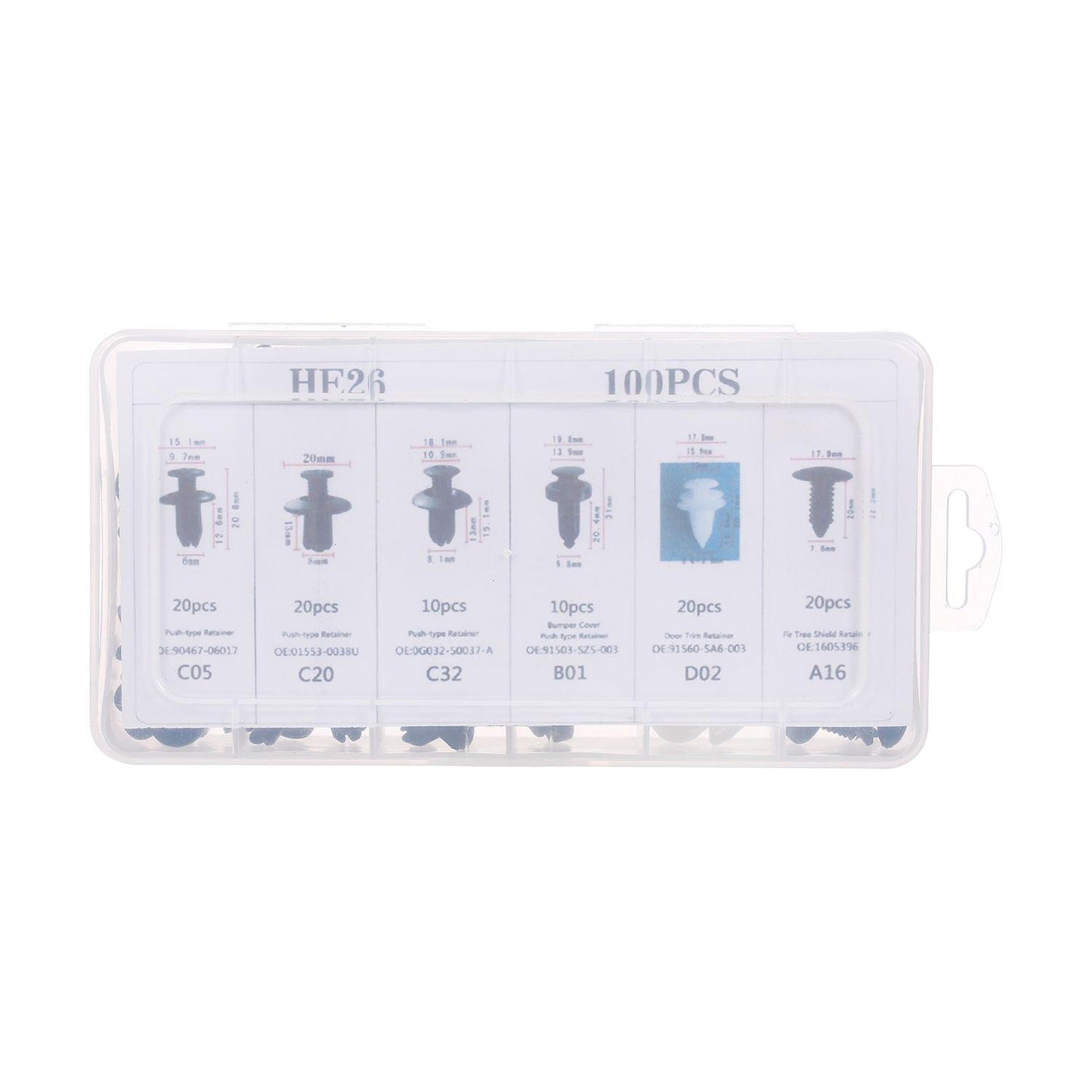 100Pcs Car Body Plastic Push Retainer Pin Rivet Fasteners