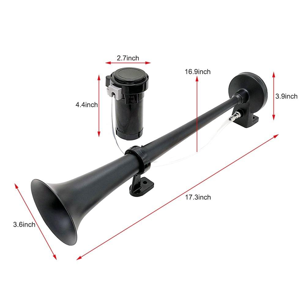 Single Trumpet 12V 150db Electric Air Horn 18 Inches Chrome