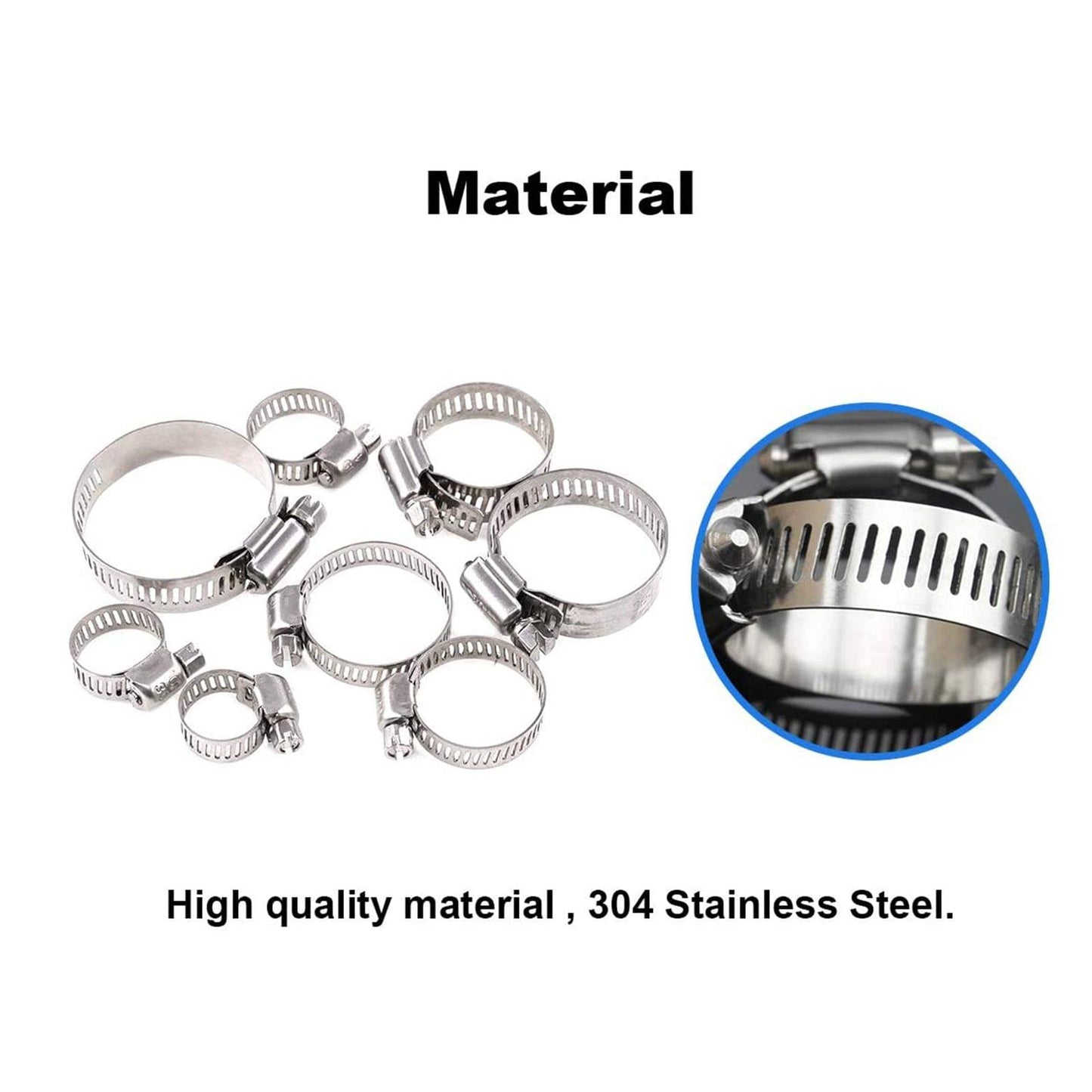 100Pcs Adjustable 8-44mm Diameter Worm Gear Hose Clamps