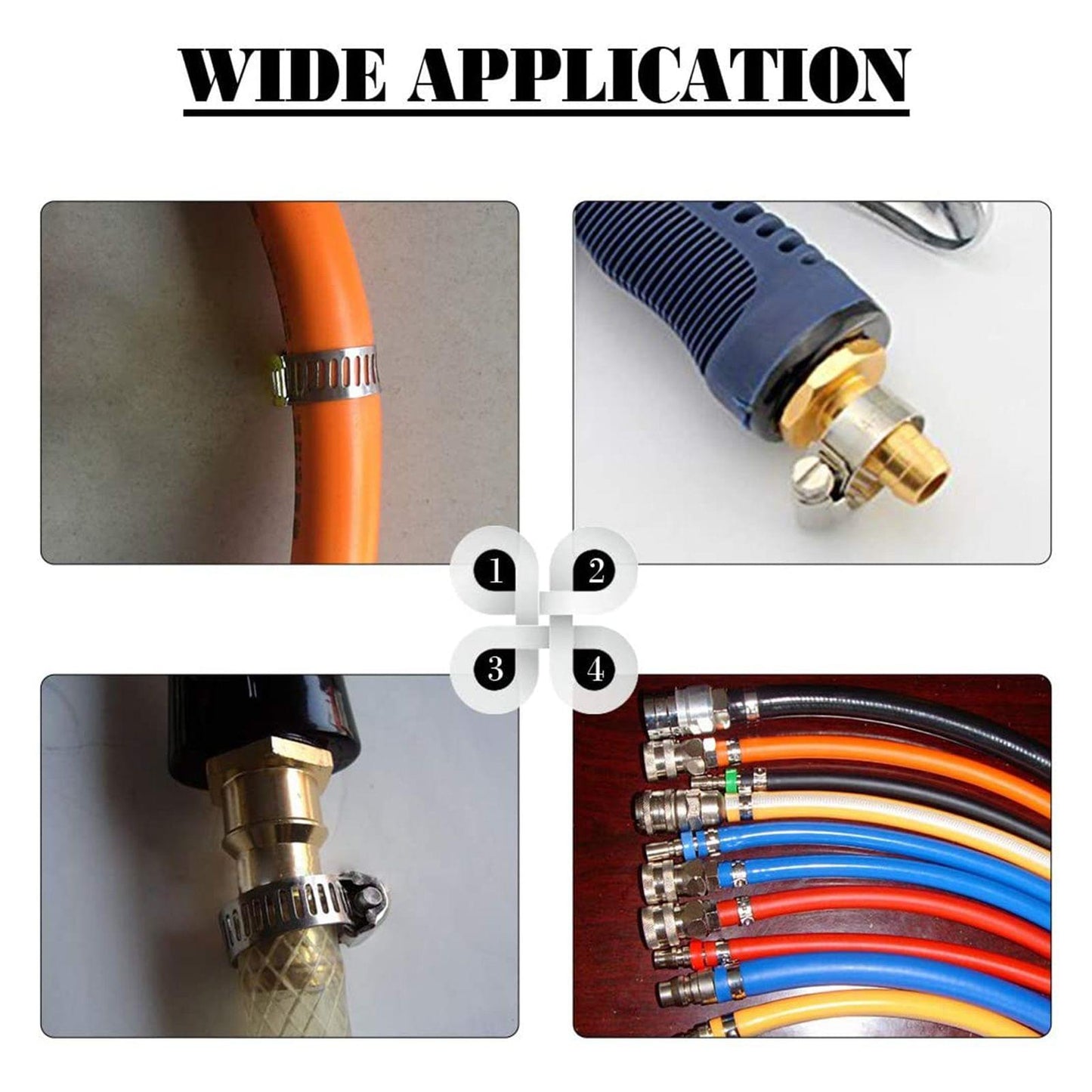 100Pcs Adjustable 8-44mm Diameter Worm Gear Hose Clamps