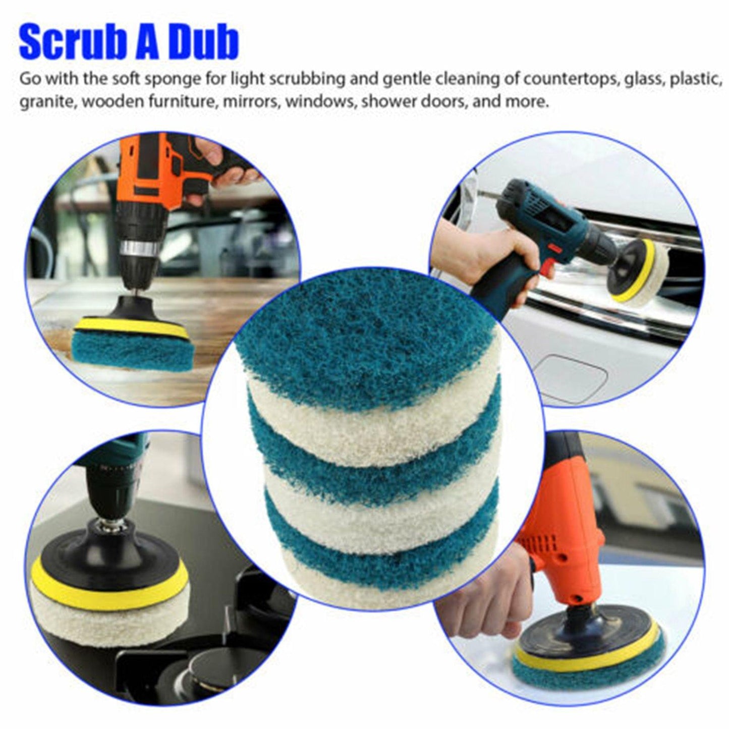 10Pcs Scrub Drill Brush Multi-purpose Kit Power Drill