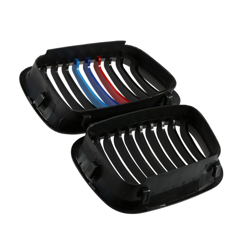 2Pcs Matte Black M-color Front Grille for BMW E46 3 Series 4